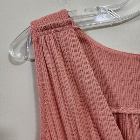 Free People  beach bound deep v-neck tie front peach tank top womans size medium - Picture 5 of 10